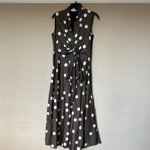 Akris Punto Green and White Sleeveless Midi Sundress